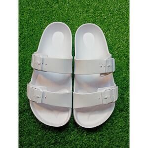 White EVA Two-Strap Buckle Slide Sandals - Size 6 - NWT